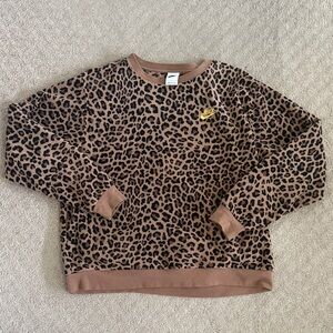 Nike Brown Leopard Print Crewneck